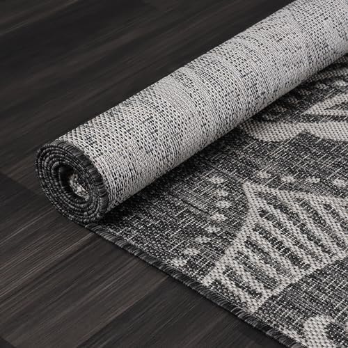 Luul Home Medallion Outdoor Rug 6x9 Washable Outside Carpet for Indoor Patio Porch Waterproof Easy Cleaning Non Shedding Area Rugs Dark Gray 6 x 9 - Image 6