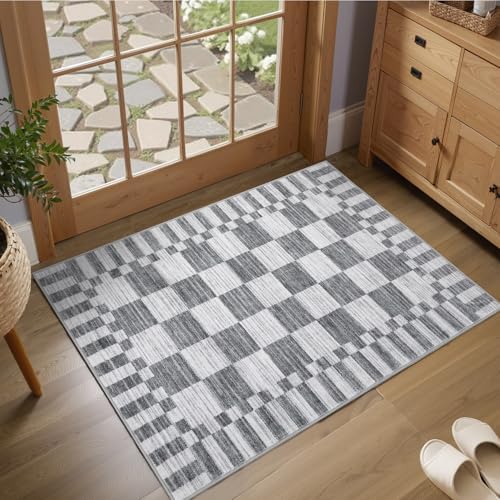 GarveeHome Checkered Washable 2x3 Rug Small Area Rugs Non-Slip for Entryway by GarveeHome