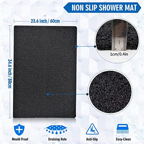 godehone Shower Mats Non Slip Without Suction Cups, PVC Loofah Bathroom Mats, Loofah Mats for Shower and Bathroom, Quick Drying, 23.6× 34.6 Inch, Black - Image 2