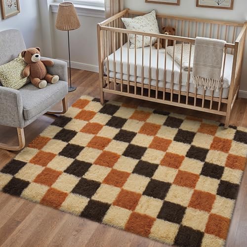 PureCozy Soft Shag Rug 4x6 for Kids Room High Pile Non-Slip Fluffy Carpet by PureCozy