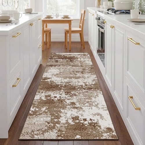 Brown Rug Runners for Hallways Kitchen Non Slip Washable 2x6 Entryway Runner Rugs with Rubber Backing 6ft Long Carpet Runner for Laundry Room Bedroom, Low Pile Stain & Fade Resistant, Abstract Coffee - Image 2