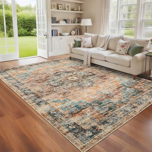GarveeHome Vintage Area Rug 4x6 Washable Rugs for Living Room Green&Brown by GarveeHome
