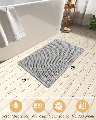 Upgraded Waffle Bath Mat Ultra Absorbent Non Slip Bathroom Mat, 18" x 30" - Image 2