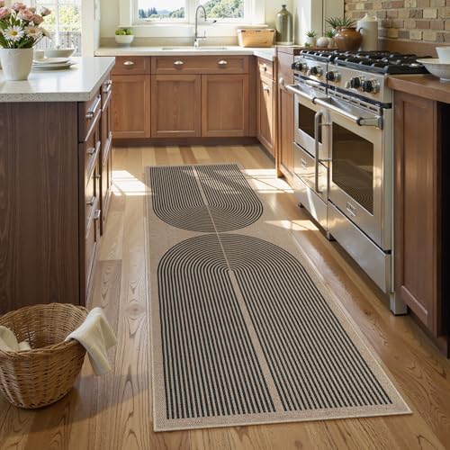 Lahome Modern Rainbow Easy Jute Outdoor Runner Rug, 2x6 Runners for Hallways Washable Laundry Room Rug, Farmhouse Non Slip Indoor Outdoor Carpet for Kitchen Floor Entryway - Image 2