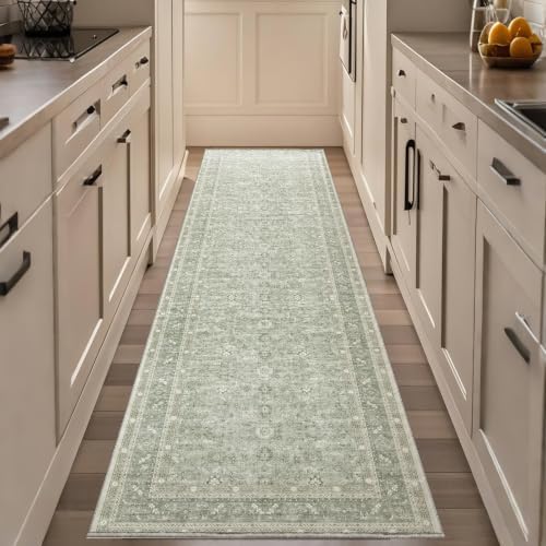 OPPODREAM Vintage Light Green Area Rugs 2x8, Washable Rug for Living Room by OPPODREAM