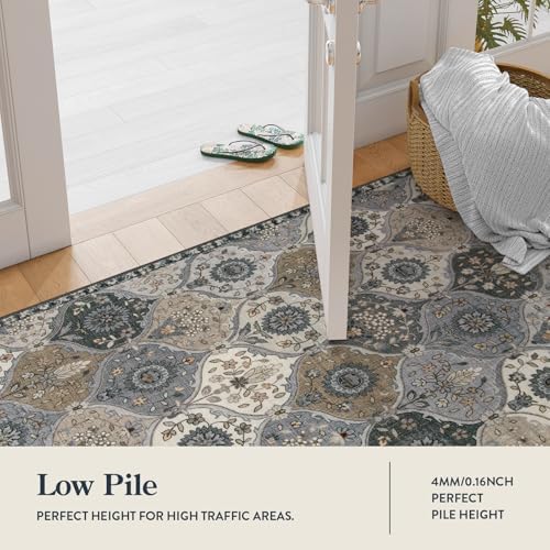 Lahome Moroccan Area Rug, 2x3 Entryway Rug Washable Grey Indoor Door Mat - Image 2