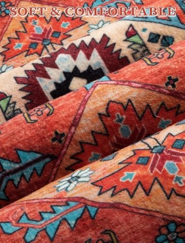 SERISSA 3x12 Washable Non Slip Boho Runner Rug for Hallway，Orange - Image 5