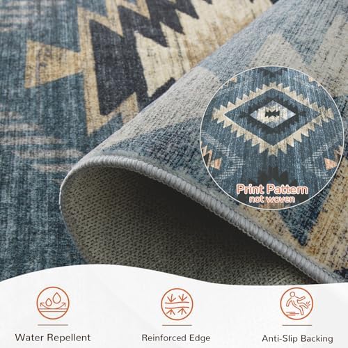BESTSWEETIE 8'x10' Washable Area Rug for Living Room Bedroom Navy/Grey - Image 3
