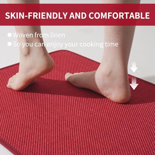YDKGL Long Kitchen Runner Rugs Kitchen Mat Non Slip Washable Red 17"x59" - Image 6