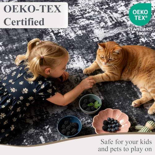 Sasttie 6x9 Washable Area Rug, Modern Abstract Carpet, Black & White - Image 4