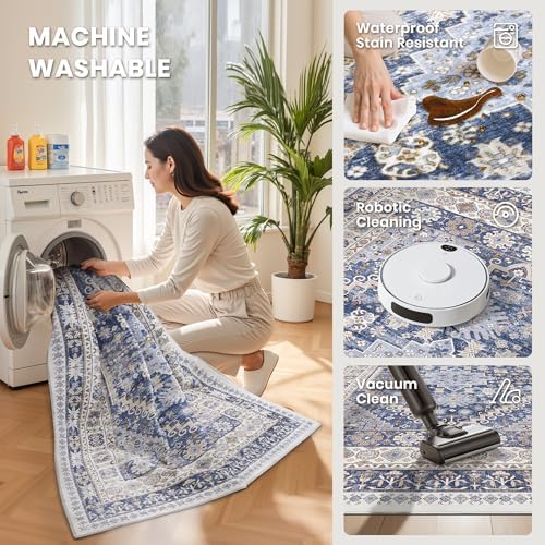 zesthome 6x9 Area Rugs for Living Room,Large Washable Rug,Blue - Image 5