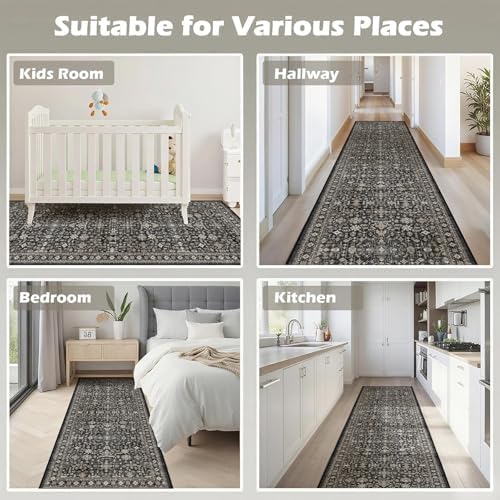 Grey Hallway Runner Rug 2x6 for Bedroom Kitchen - Image 5