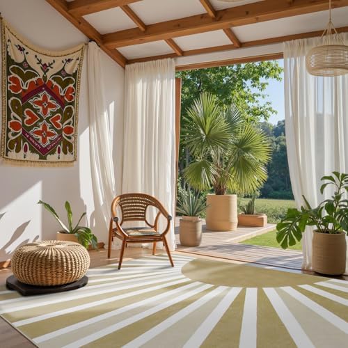 Lahome Khaki Rainbow Sun Washable Area Rug 9x12 for Living Room - Image 6