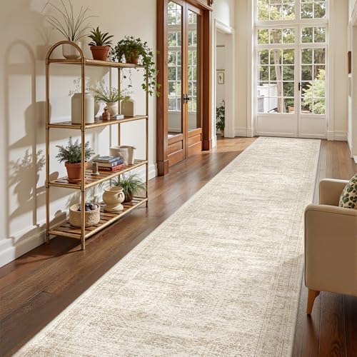 2'6 x 14' Runner Rug Non Slip,Washable Kitchen Rugs,Beige by Restydon