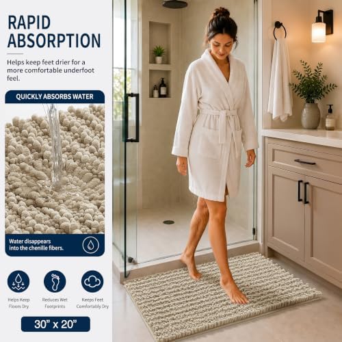 Yimobra Bathroom Rug Set 3 Piece, Super Water Absorbent Bath Mat Set, Camel - Image 3