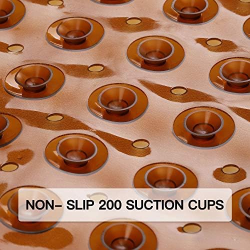 YINENN Bath and Shower Safety Mats 40x16 inch, Non Slip with Suction Cups for Bathroom Stall and Tub Floor, Extra Large and Machine Washable, Drain Holes Keep Bathtub Clean, Brown - Image 2
