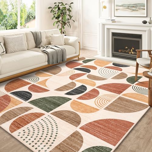 MUJOO 8x10 Area Rugs,Washable Rug Non Slip Modern Abstract Boho Large by MUJOO