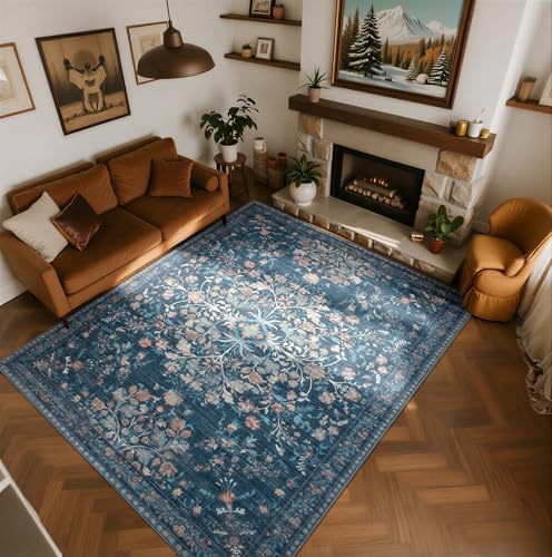 Washable Rugs 8x10 Area Rugs for Living Room,Ultra Soft Faux Wool Retro Carpets,Non Slip Backing,Durable Edge Binding,Stain Resistant,The Large Carpet for Bed Room,Dining Room,Office Decor by BGASZMakeYourHomeMoreCozy