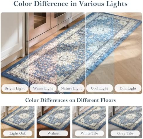Collive Kitchen Mats Cushioned Anti Fatigue Blue Kitchen Rug Set, 24''x59'' - Image 7