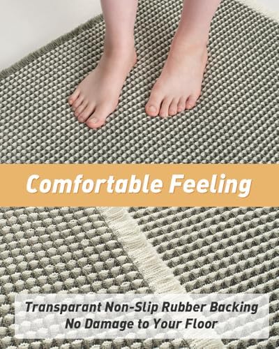Upgraded Waffle Bath Mat Runner Absorbent Non Slip Bathroom Mat, 2' x 4' - Image 3