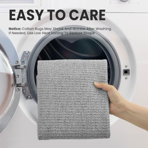 EARTHALL Washable Area Rug, Non Slip Entryway Rug, 4x5 Ft, Heather Gray - Image 4