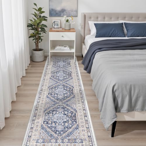 zesthome 2x8 Runner Rug Non Slip,Washable Hallway Runner Rug,Blue - Image 3
