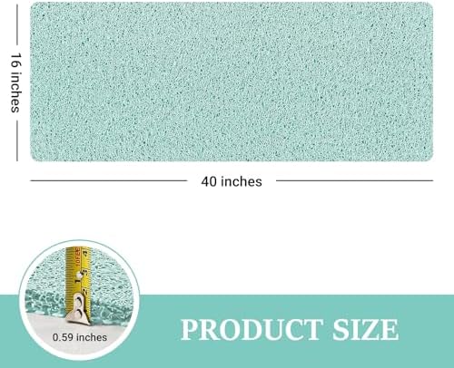 LuxStep Shower Mat Bathtub Mat,40x16 inch, Non-Slip Bath Mat with Drain, Quick Drying PVC Loofah Bathmat for Tub,Shower,Bathroom,Green - Image 2