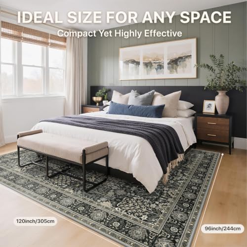 Bavni 8x10 Washable Area Rug Non Slip for Living Room, Black - Image 3