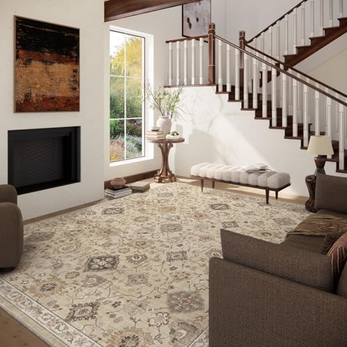Machine Washable Rug for Living Room: 10x14 Area Rugs Boho Vintage Rug Stain Resistant Non Slip Low Pile Soft Lightweight Carpets for Bedroom Kitchen Dining Room Nursery Kids Room Farmhouse - Image 3