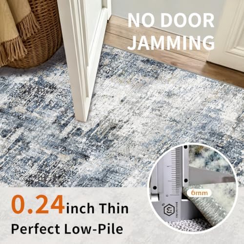 Machine Washable Runner Rugs 3x9 Modern Abstract Rug Midnight Sky - Image 3