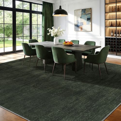 6x9 Washable Area Rug, Dark Green Solid Area Rugs for Living Room & Bedroom - Image 4