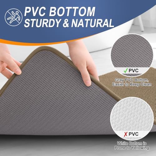 OLANLY Memory Foam Bathroom Runner Rug 47x17, Absorbent Long Bath Mat, Tan - Image 4