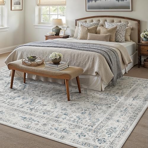 PureCozy Blue Area Rug 8x10 Vintage Neutral - Image 4