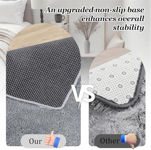 Area Rug Living Room Bedroom: 4x6 Fluffy Plush Shag Carpet Gray - Image 6