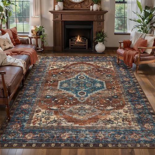 Tangsoo Oriental 5x7 Washable Area Rugs for Living Room, Non Slip Large Rug - Image 2