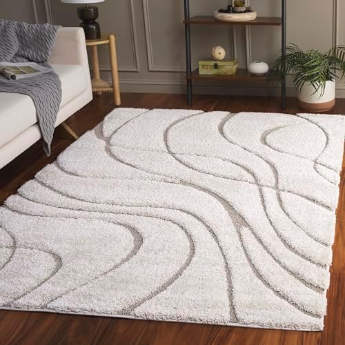 SAFAVIEH Florida Shag Rug 4'x6', Soft Plush Modern Cream & Beige SG471-1113 - Image 2