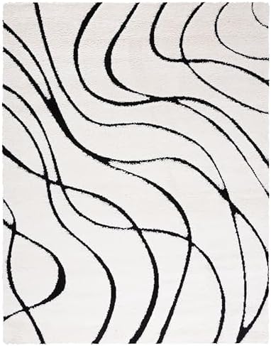 SAFAVIEH Florida Shag Rug 9'x12', Soft Plush Ivory & Black SG471-1290 - Image 2