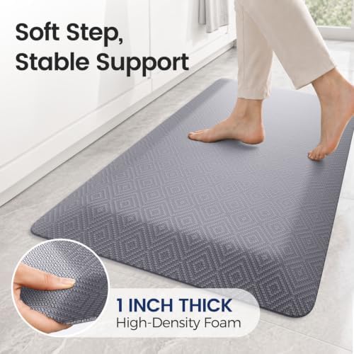 1" Extra Thick Anti Fatigue Kitchen Mats for Floor Standing Desk Mat, Grey - Image 2