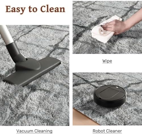 5x7 Area Rugs for Living Room, Grey Plush Fluffy Shaggy Bedroom Rugs Non-Slip, Ultra Soft Carpet for Nursery Kids PlayRoom Dorm Office Indoor - Image 7