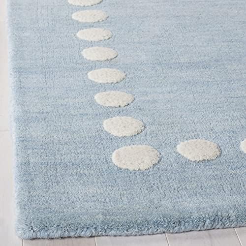 SAFAVIEH Kids Area Rug 6x9, Wool Handwoven Blue & Ivory SFK802M - Image 4