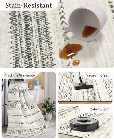 Miukiki 8x10 Area Rug for Living Room, Washable Soft Non Slip Rug Grey - Image 4