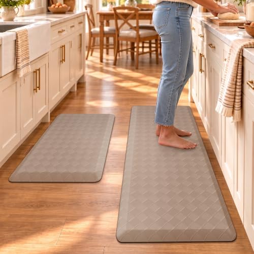 TranquilRelax 4/5 Inch Cushioned Anti Fatigue Kitchen Mats for Floor, Taupe by Unknown