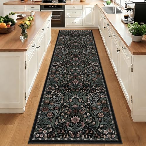 3x10 Floral Runner Rug for Kitchen Washable Hallway Runner Rug by NakedCloud
