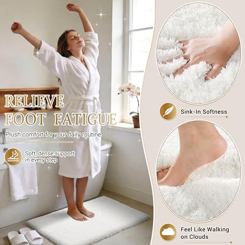 Yimobra Bathroom Runner Rug Non Slip Washable 56x24, Bath Mat, Off White - Image 2