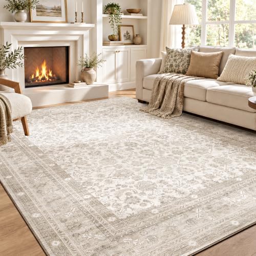 OPPODREAM Vintage Light Beige Area Rugs 10x14, Washable Rug for Living Room by OPPODREAM