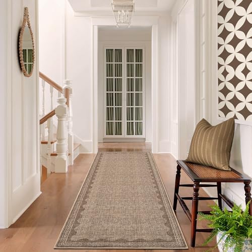 GarveeHome 2.5x8 Runner Rug for Hallway Washable Kitchen Rugs Non Slip Solid Coffee Modern Minimalism Soft Low-Pile Scalloped Indoor Carpet for Entryway Laundry Room Floor Mats - Image 3