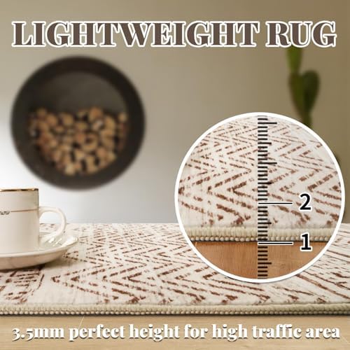 2x5 Runner Rug Washable Moroccan: Non Slip Kitchen Long Floor Mat Beige - Image 7