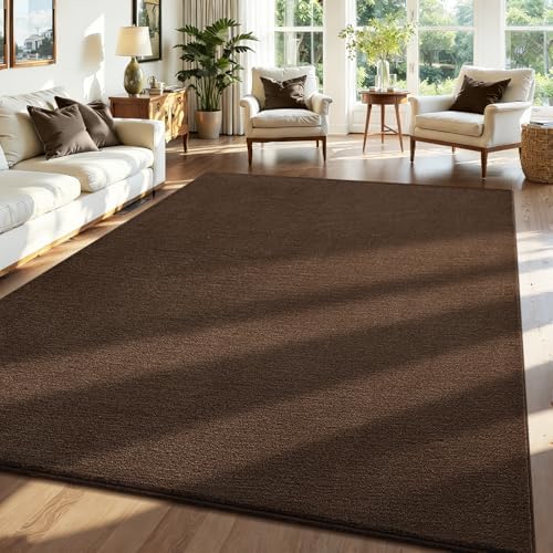 ISEAU 4x6 Soft Area Rug for Bedroom, Washable and Non-Slip, Brown - Image 4
