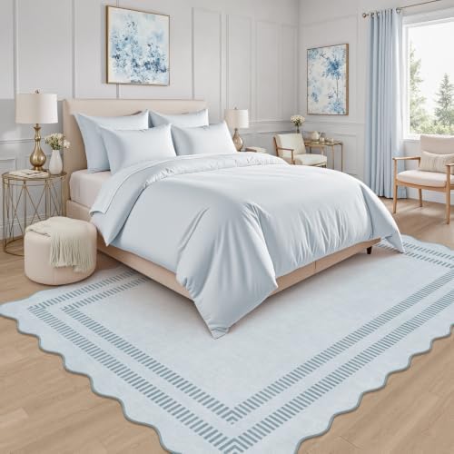 Area Rugs 5x7 Living Room Washable Modern Rug, Vintage Blue Soft Non Slip Rugs Stain Resistant Indoor Carpet for Bedroom Dining Room Nursery Home Office - Image 3