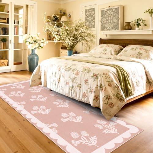 Non Slip Kitchen Runner Rug, 2x6 Pink Floral Hallway Runner Rugs - Image 4